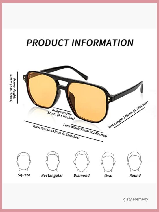 Retro Square Aviator Sunglasses Plastic Frame Polarized UV Protection